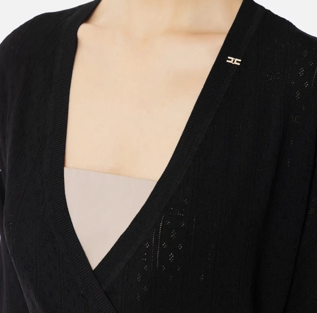 Knit Cardigan With Openwork Embroideries