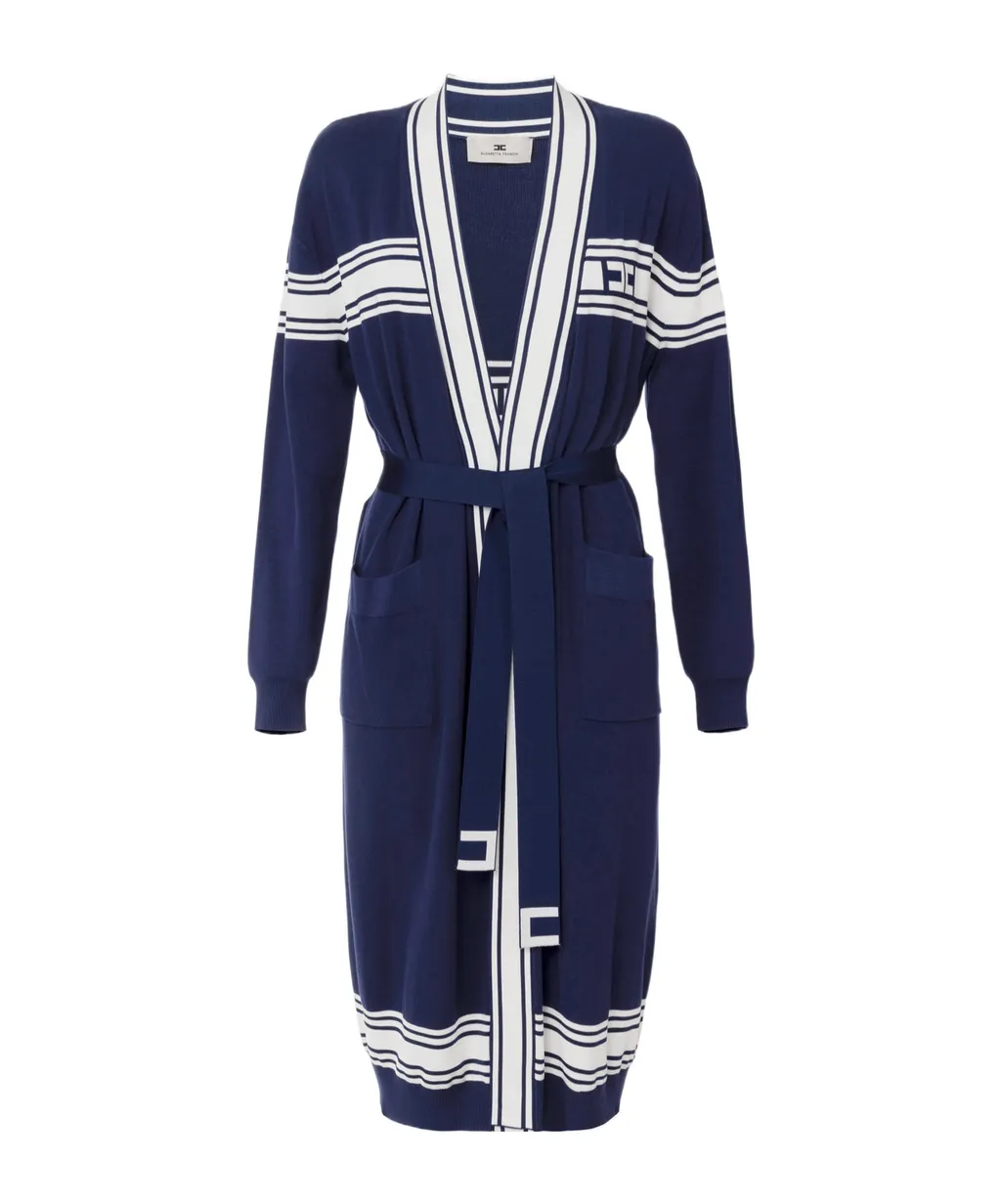 Striped Belted Cardigan