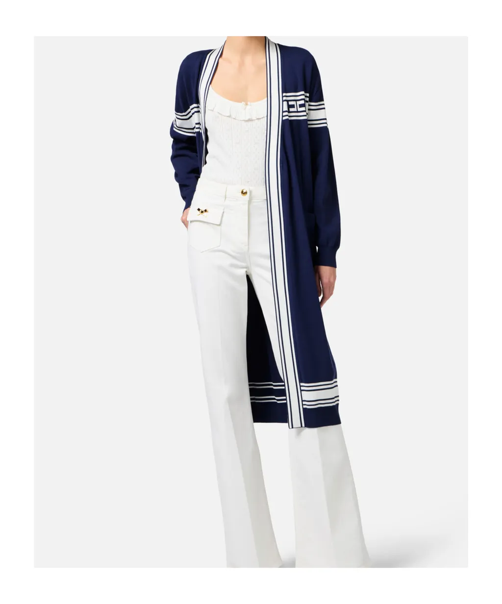 Striped Belted Cardigan