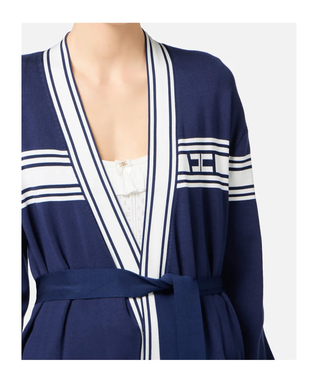Striped Belted Cardigan