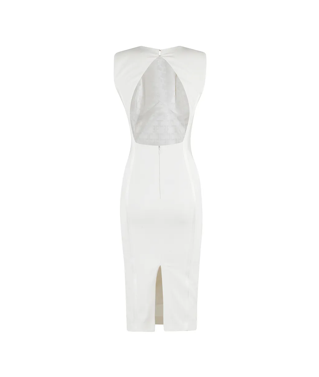 Dress With Crossover Laces In Stretch Crepe Fabric