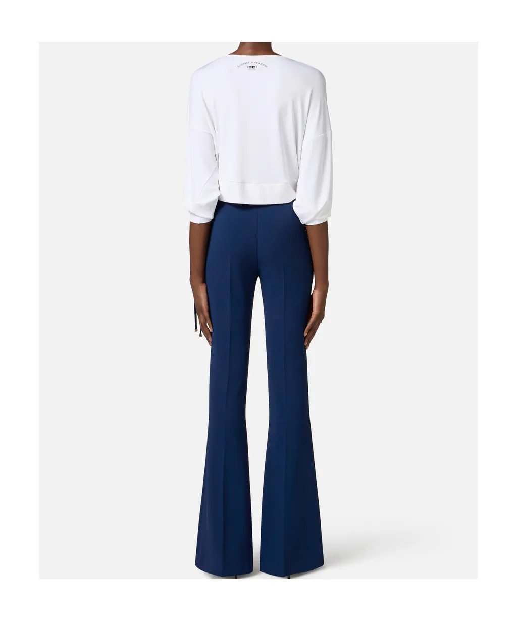 CrÊPe Bell-Bottom Criss-Cross Laced Trousers