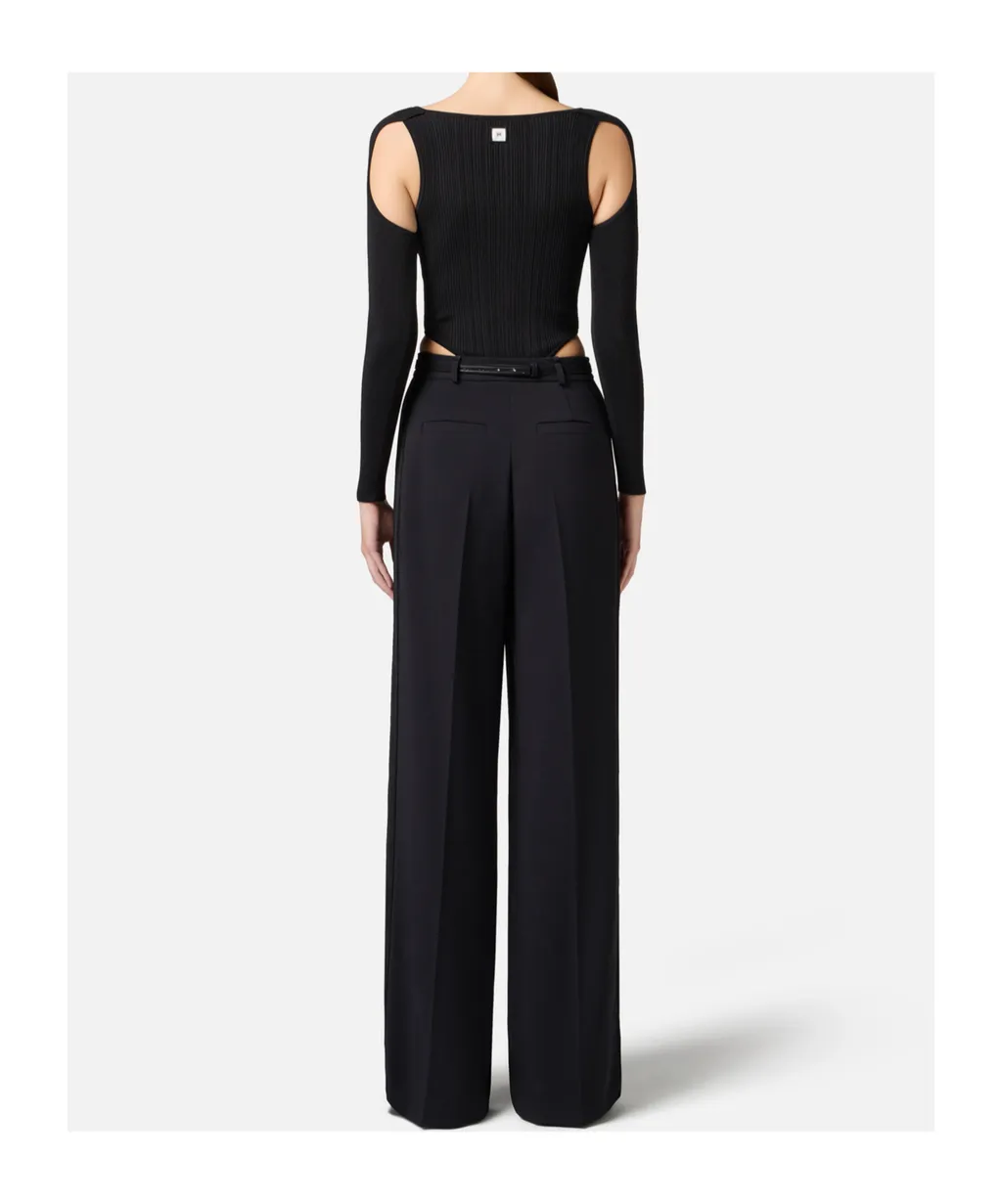 Satin Banded Crepe Trousers
