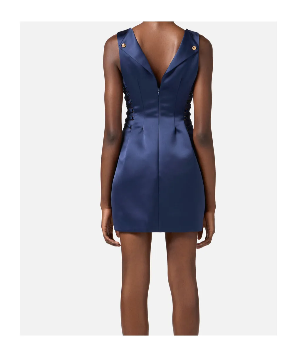 Boat Neck Duchess Satin Sleeveless Dress