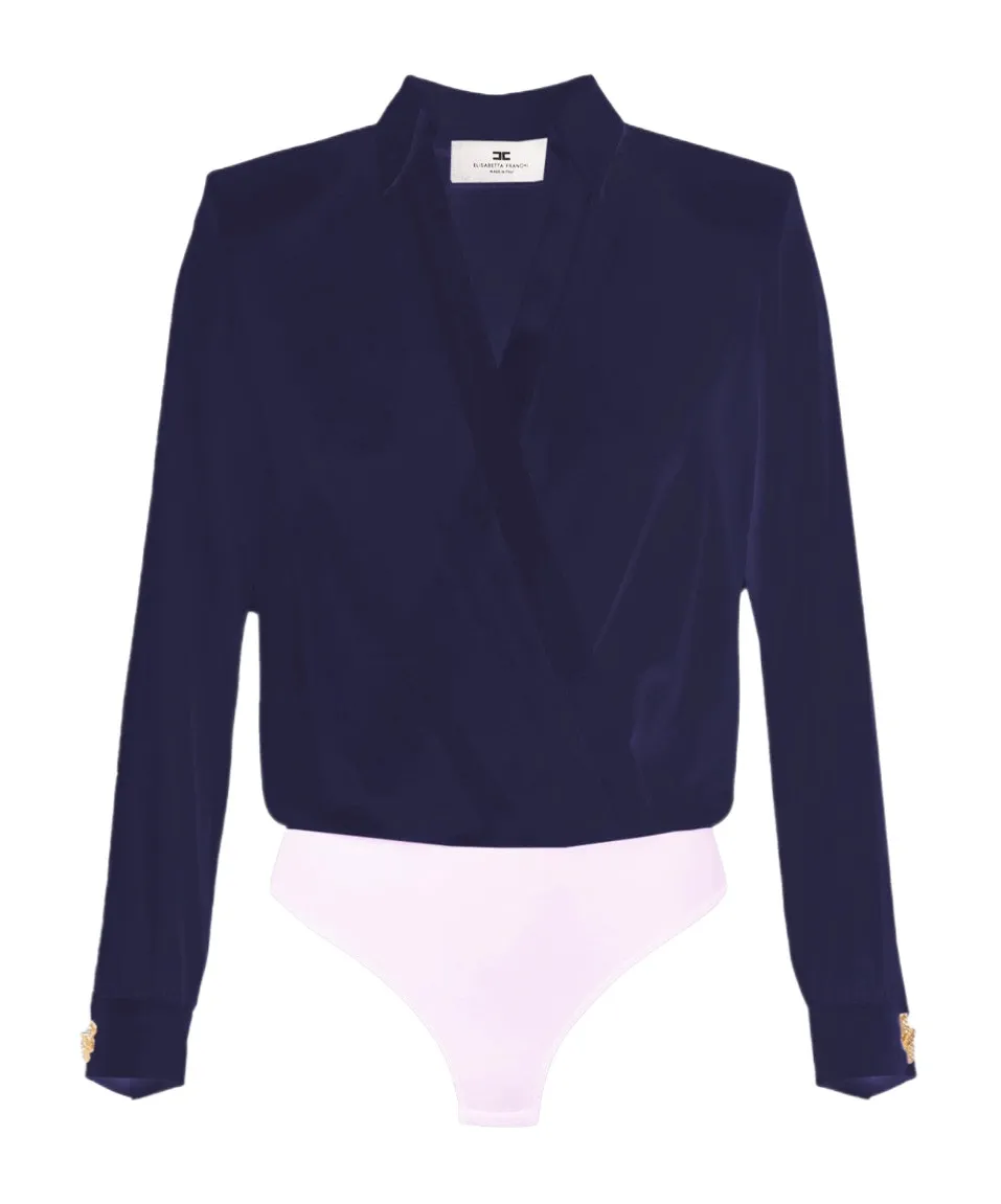 Cufflink Bodysuit-Style Blouse