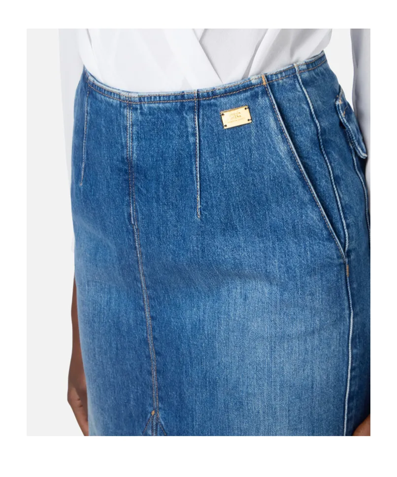 Slit Denim Skirt