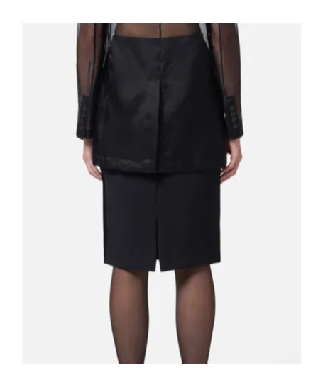 Logo Plaque Pencil Midi Skirt
