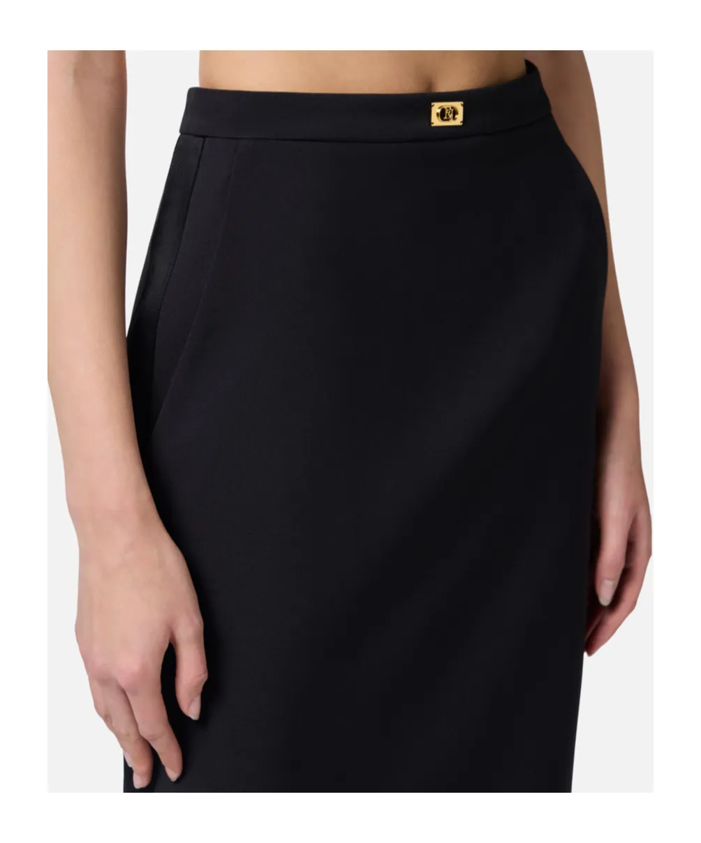 Logo Plaque Pencil Midi Skirt