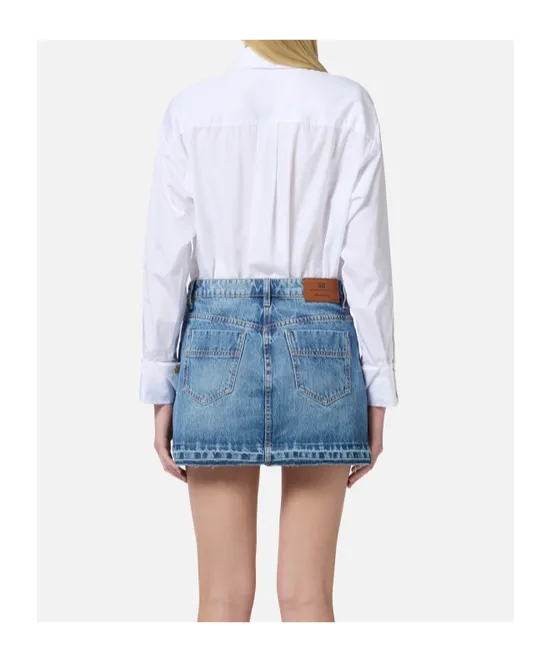 Logo Embroidered Curved Hem Shirt