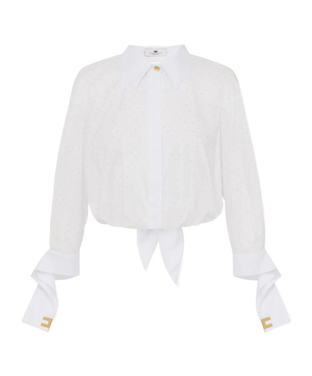 Knotted Embellished Poplin Shirt