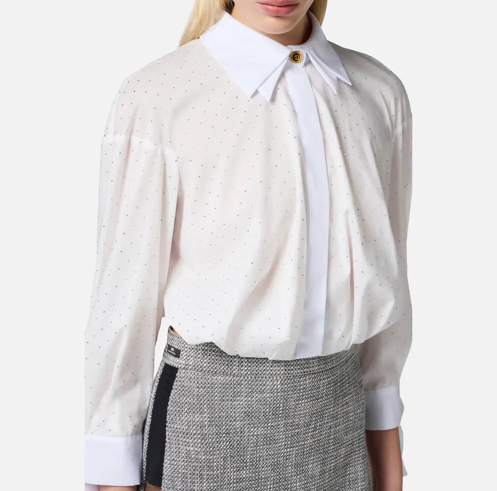 Knotted Embellished Poplin Shirt