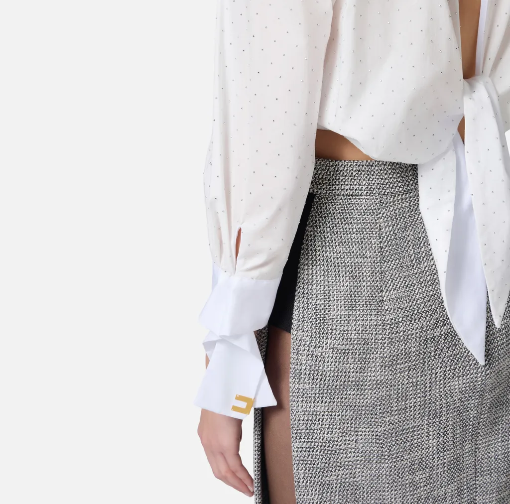 Knotted Embellished Poplin Shirt
