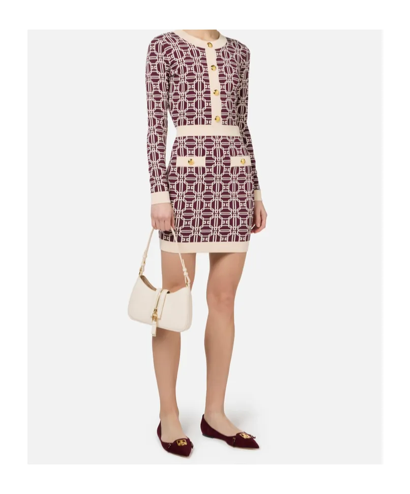 Logo-Jacquard Long-Sleeved Mini Dress