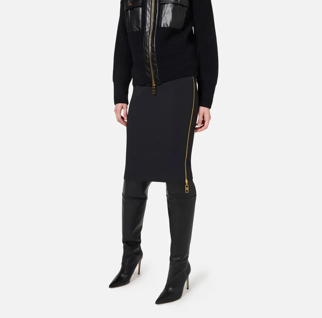 Zip Detailed Midi Crepe Skirt