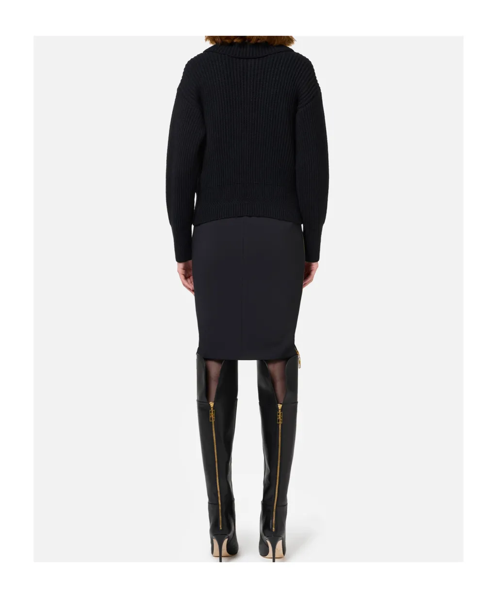Zip Detailed Midi Crepe Skirt