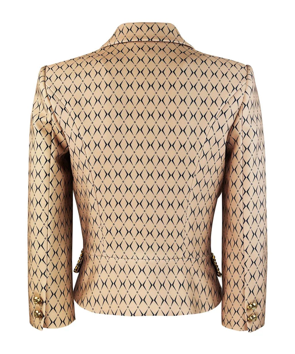 Diamond Printed Cropped Blazer