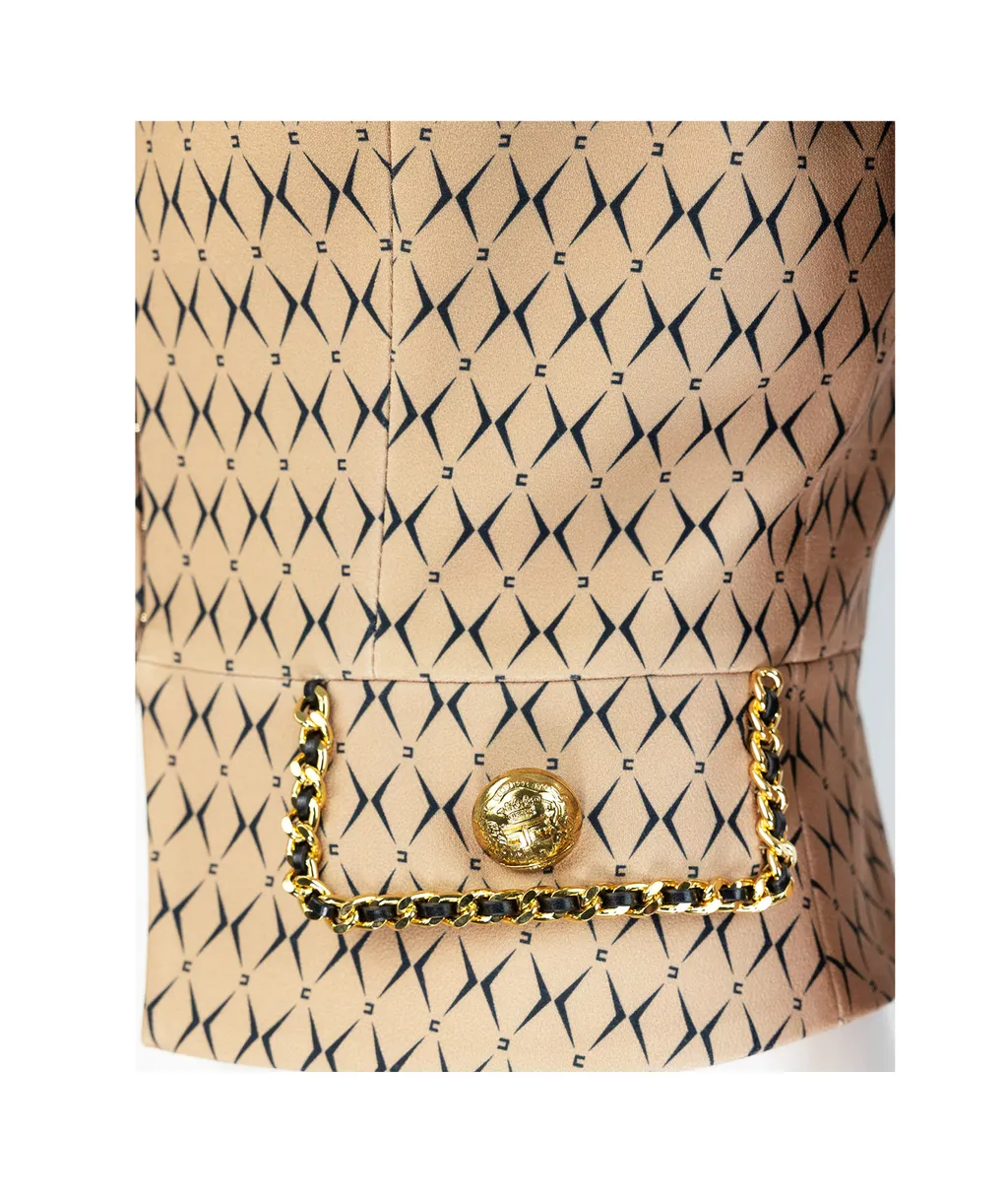 Diamond Printed Cropped Blazer