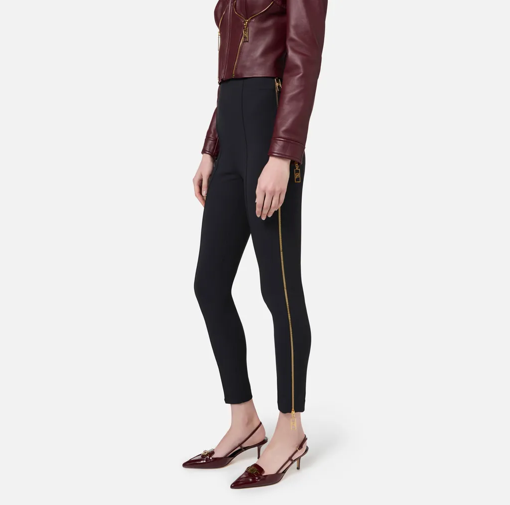 Stretch Crepe Zip-Detailed Straight Trousers