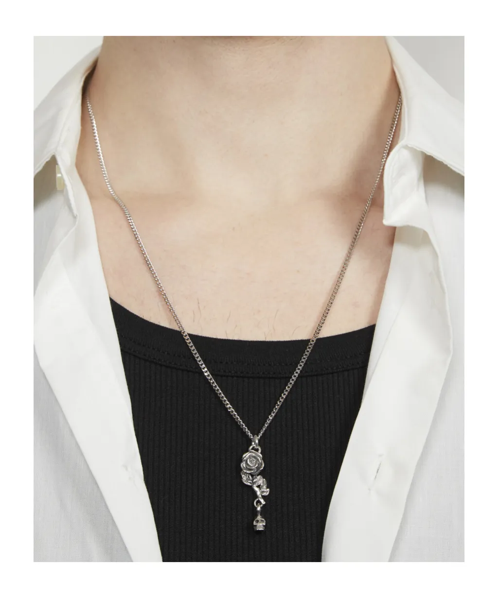 Rose And Skull Pendant Necklace