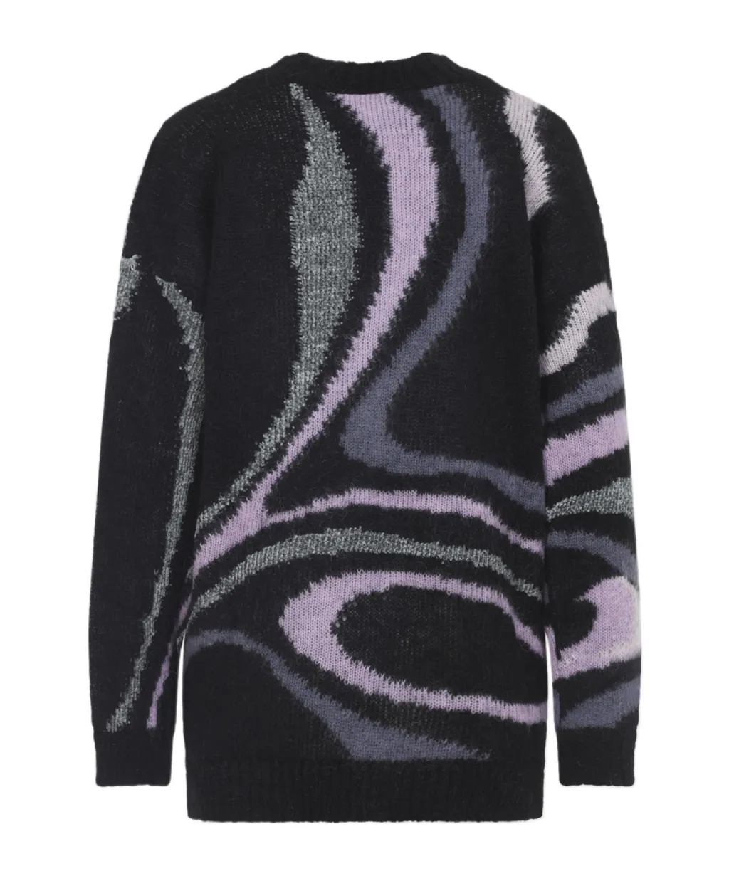 Marmo Inlay Oversized V-Neck Cardigan