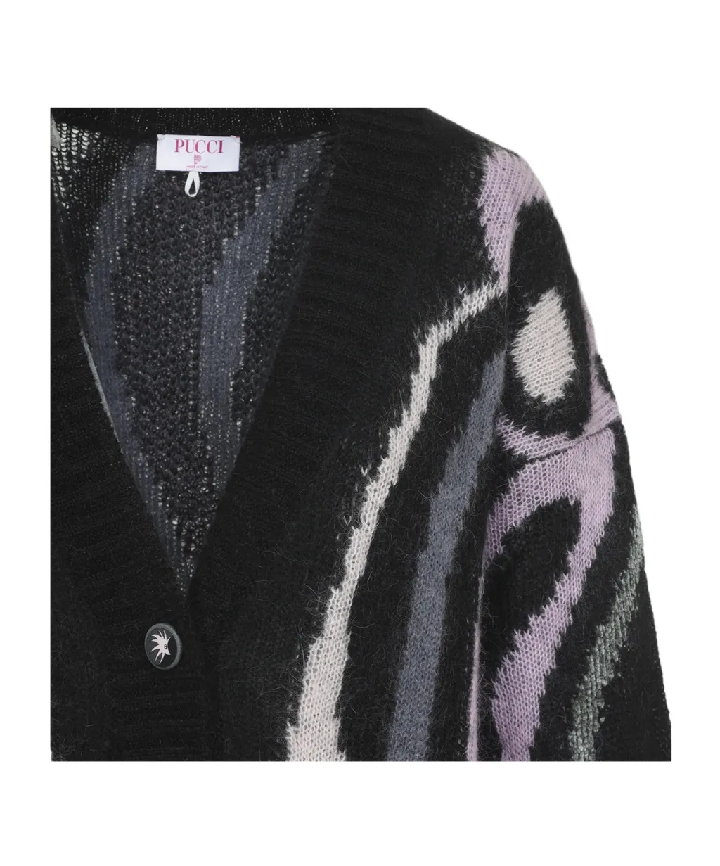 Marmo Inlay Oversized V-Neck Cardigan