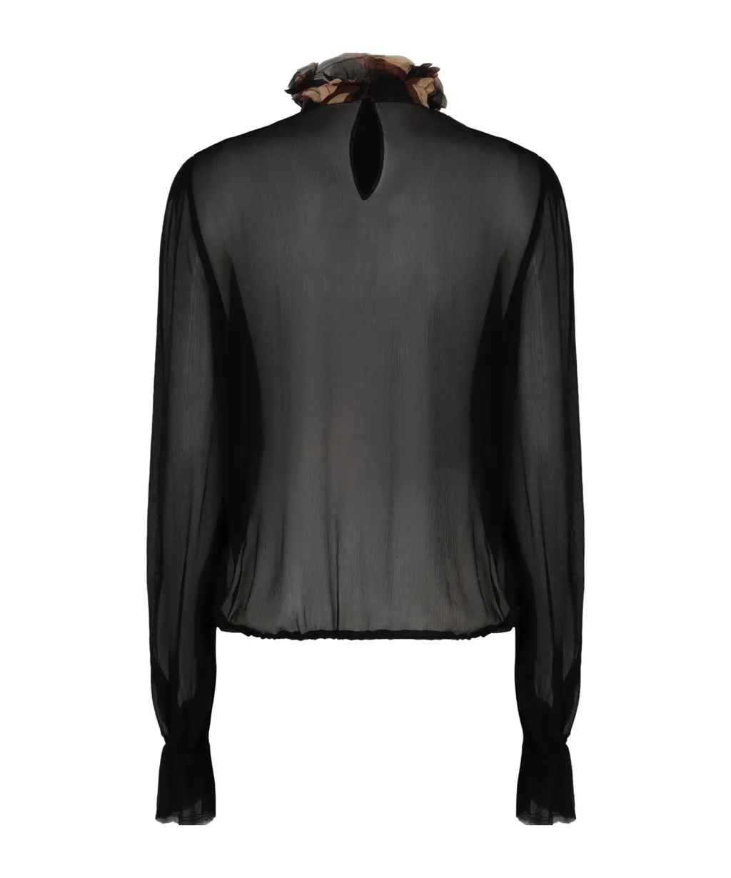 Ruffled Collar Silk Blouse