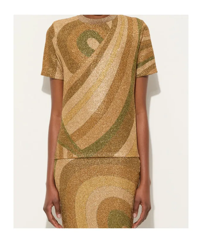 Marmo Print Jersey Lamé T-Shirt