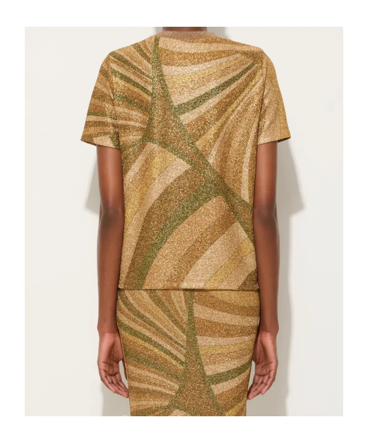 Marmo Print Jersey Lamé T-Shirt