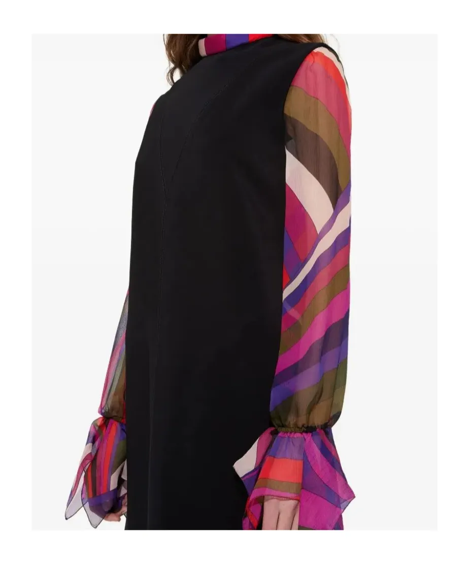 Contrast-Sleeves Mini Dress