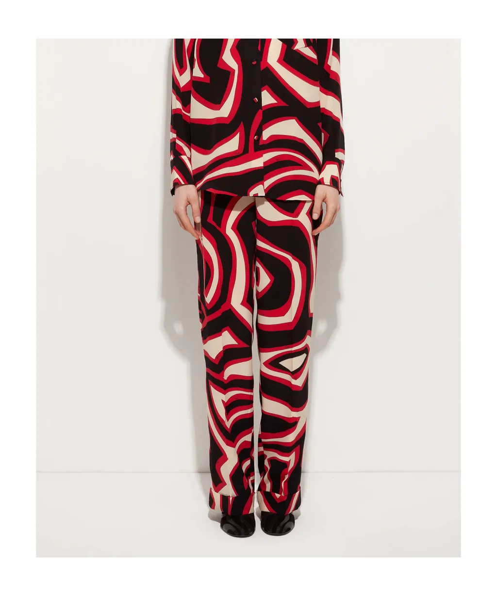 Printed Zip-Closure Pants