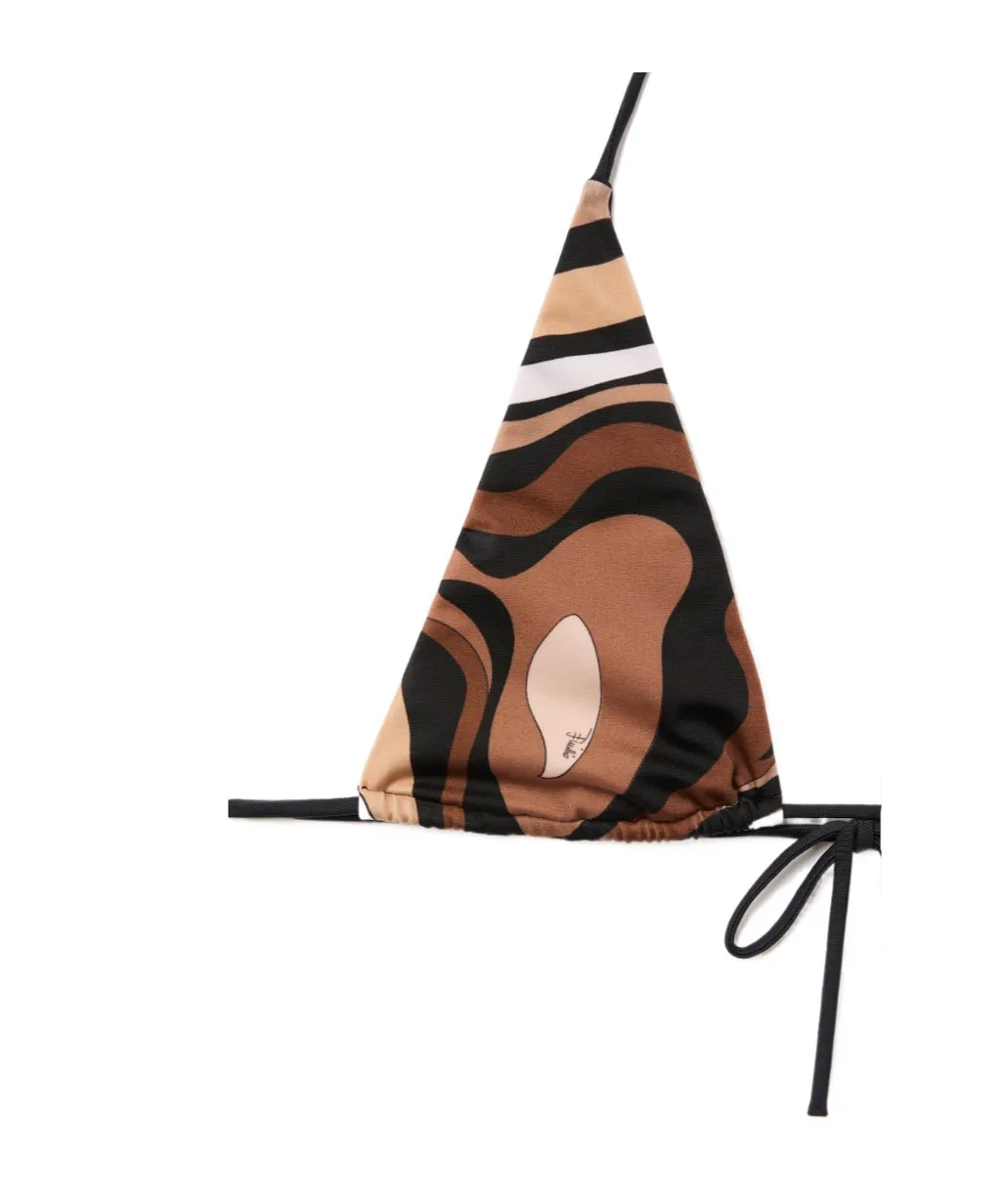 Marmo Print Triangle Bikini Top