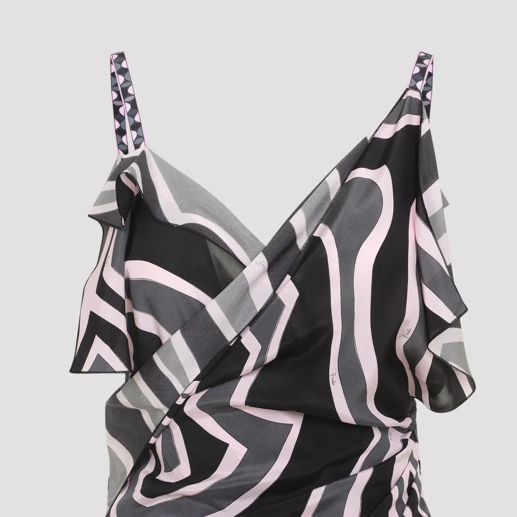 Ruffled Swirl-Print Dress