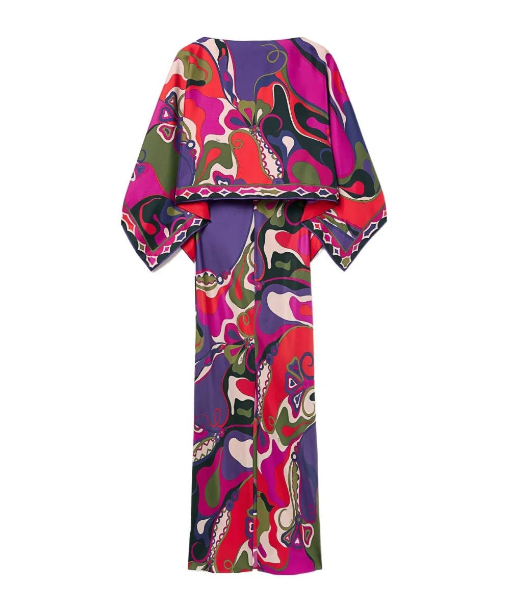 Orchidee Print Long Shawl Dress