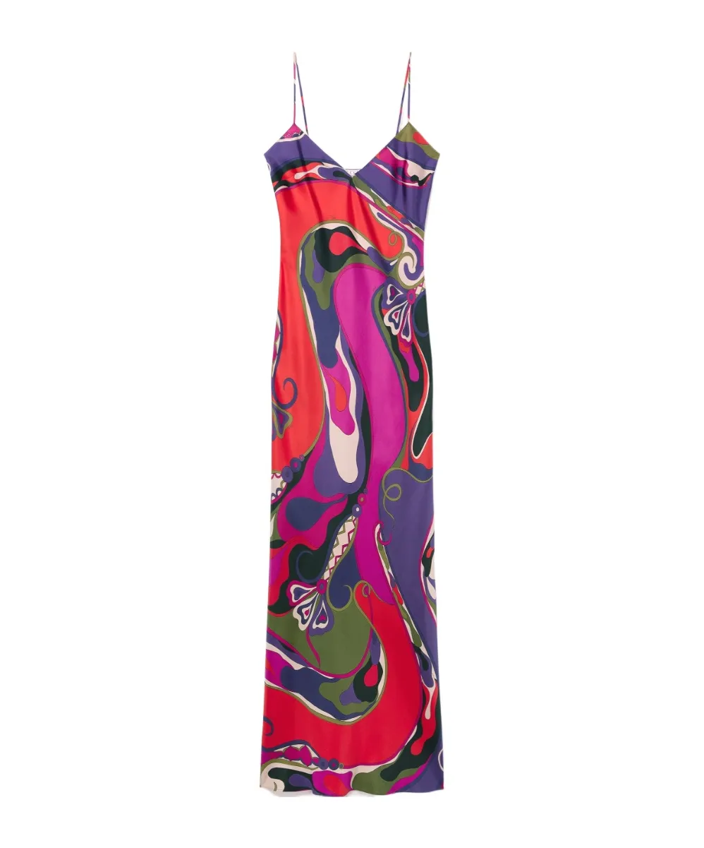 Orchidee Print Long Shawl Dress
