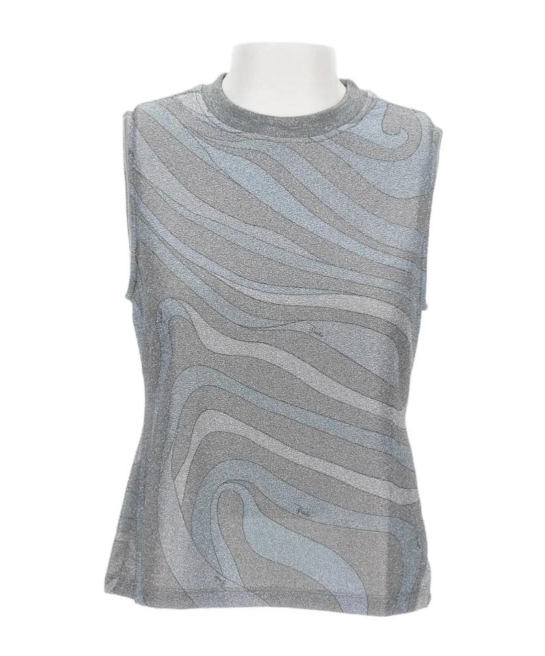 Marmo Print Lamé Jersey Top