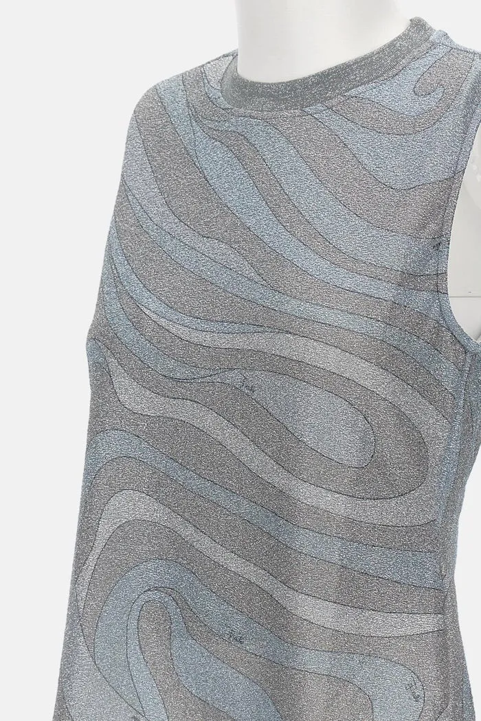 Marmo Print Lamé Jersey Top