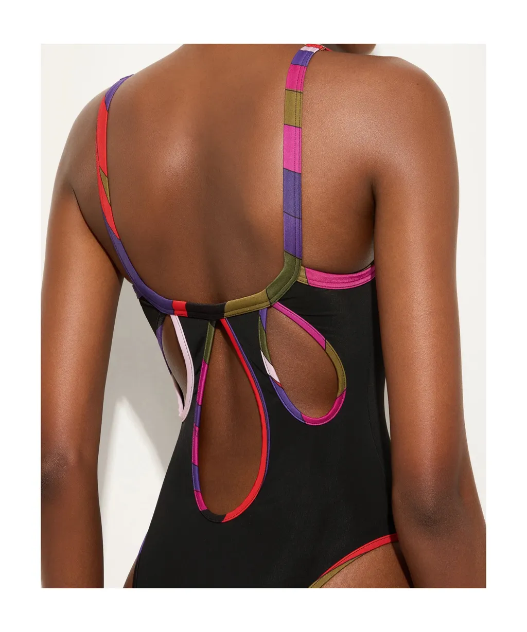 Printed Trim Swimsuit