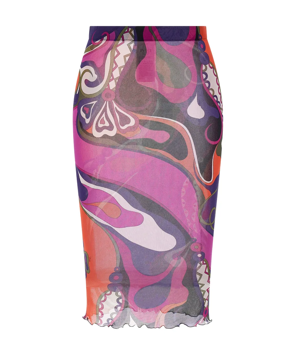 Orchidee Print Midi Skirt