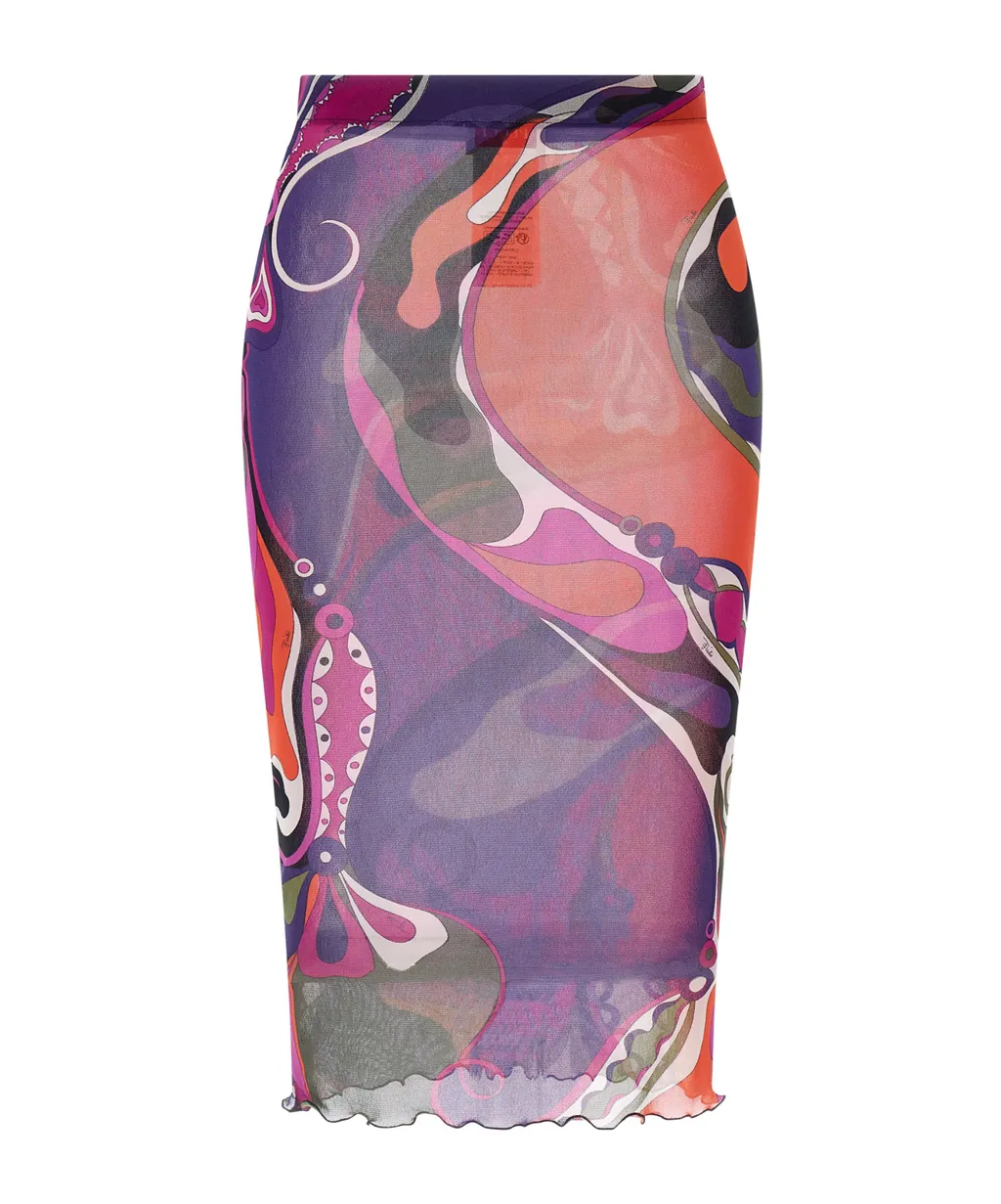 Orchidee Print Midi Skirt