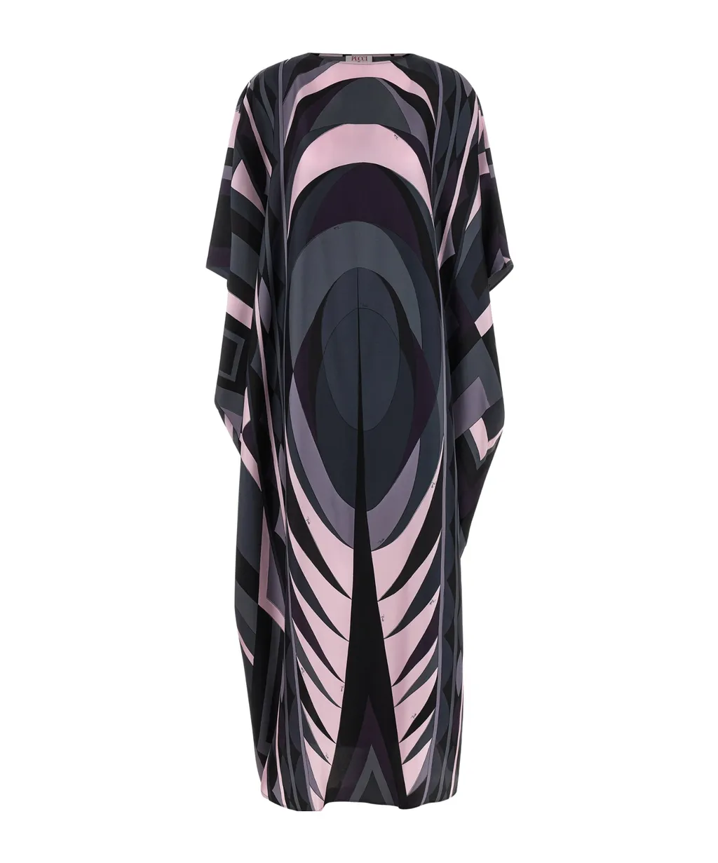 Iride Printed Boat Neck Maxi Kaftan