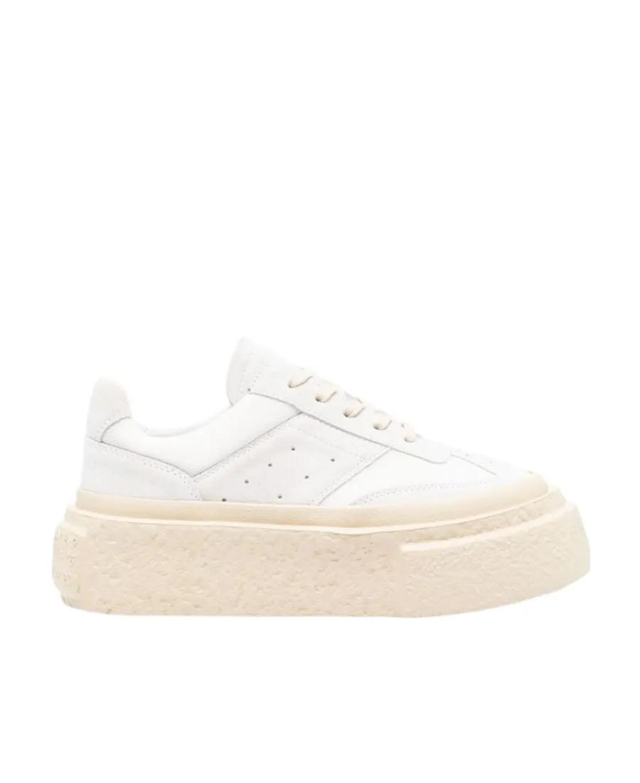 Numbers-Motif Round Toe Sneakers