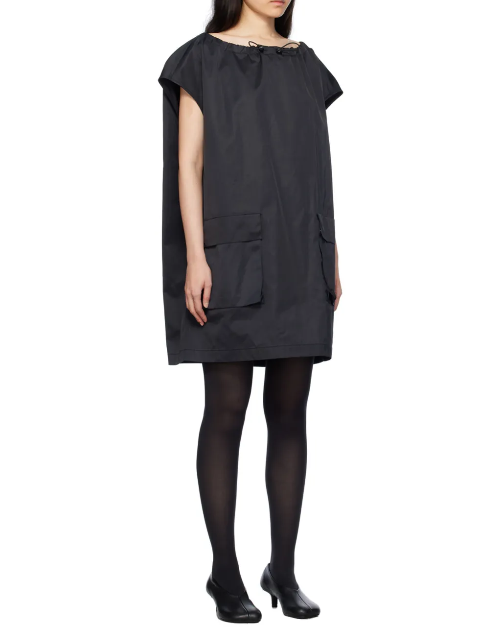 Drawstring-Neck Cargo Minidress