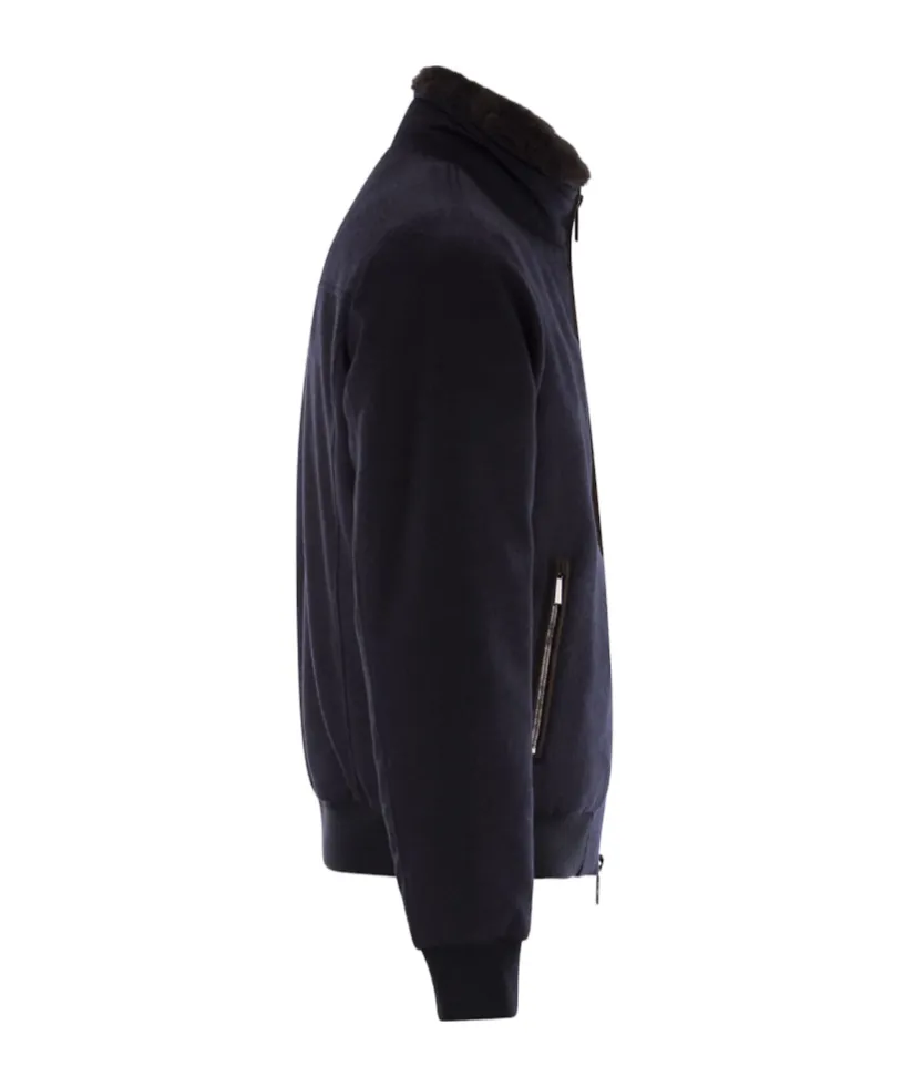 Padded Bomber Jacket In Wool And Cashmere