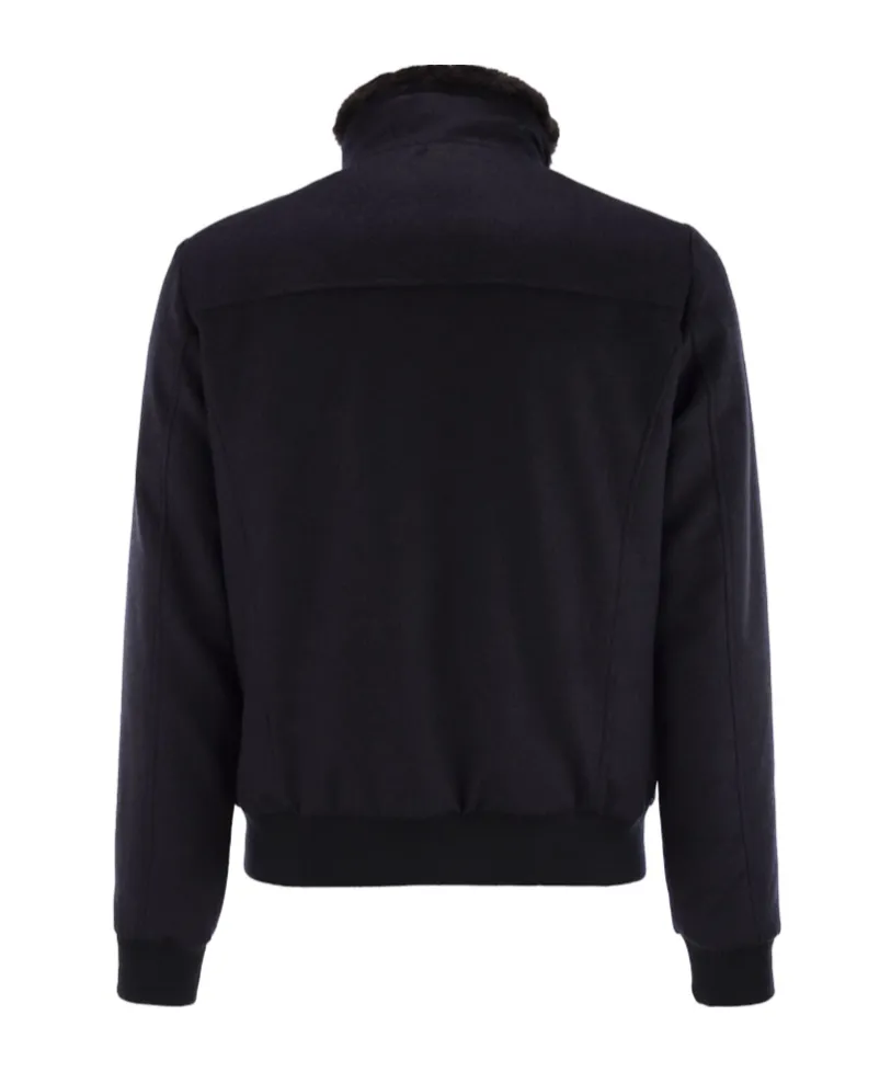 Padded Bomber Jacket In Wool And Cashmere