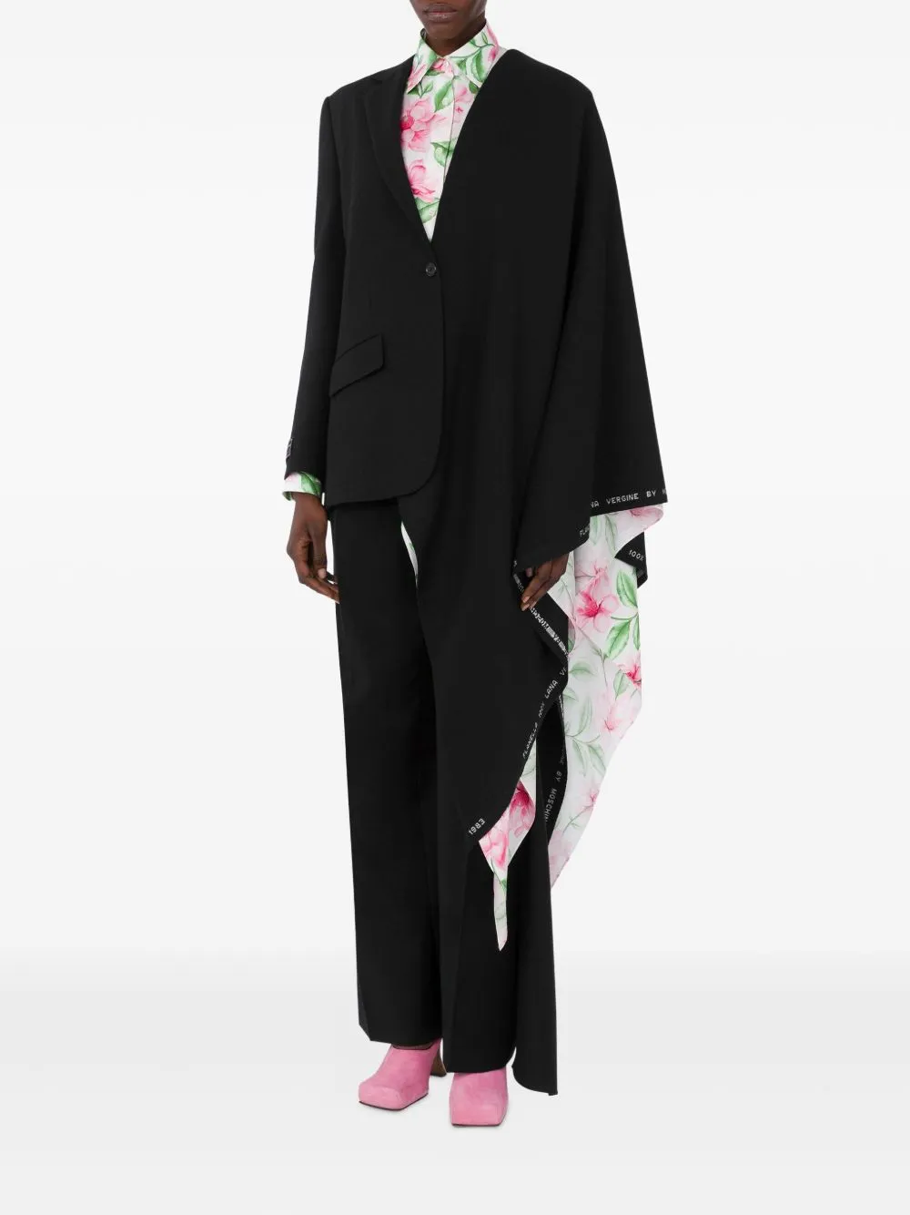 Asymmetric Drape Wool Coat
