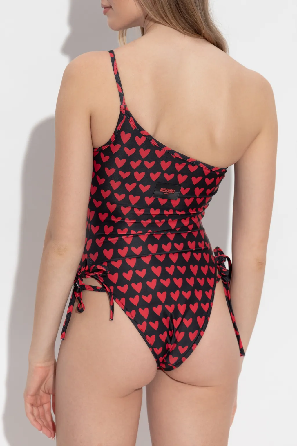 Heart Print One-Shoulder One-Piece Swimsuit