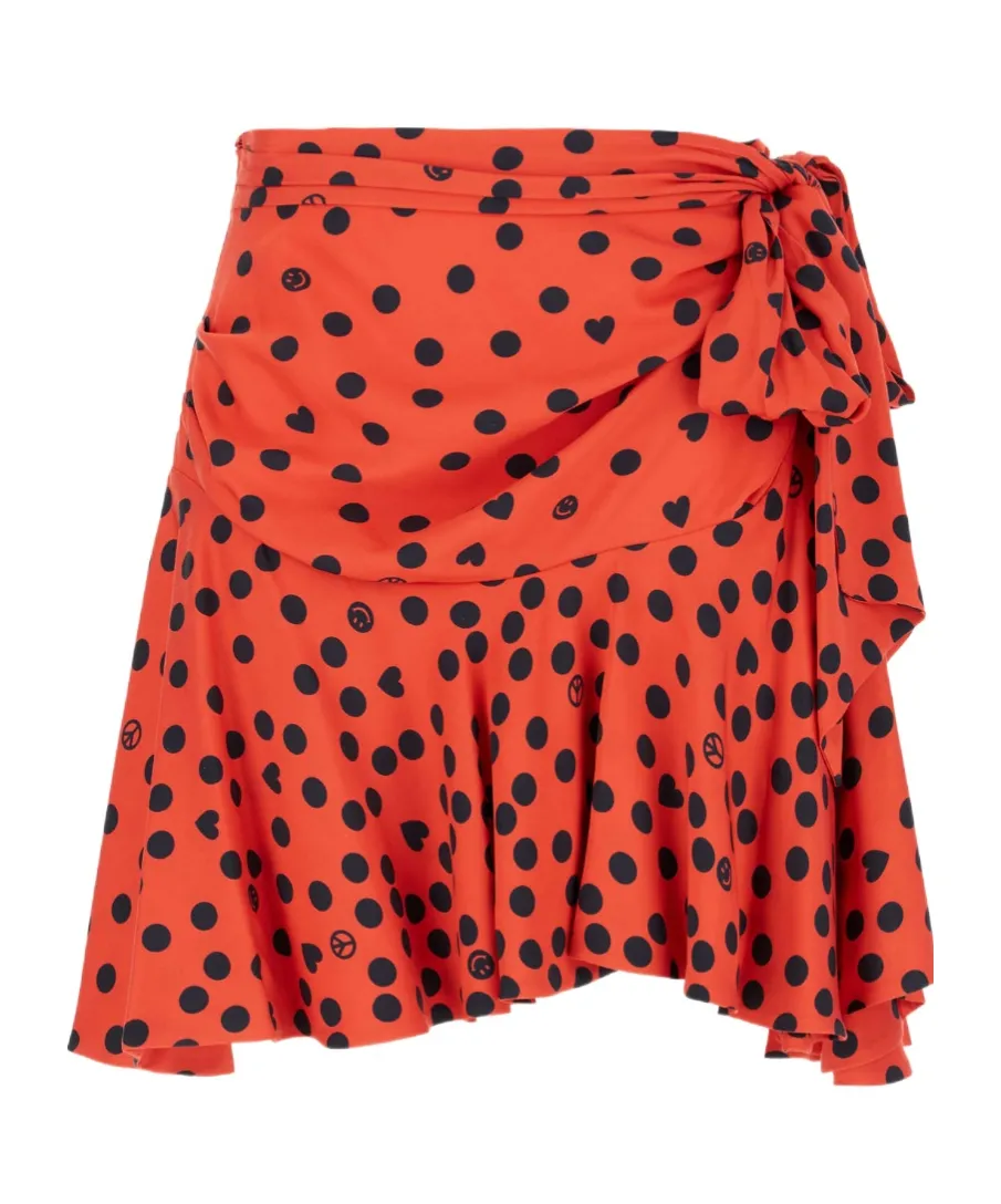 Polka-Dot Ruffle-Hem Mini Skirt