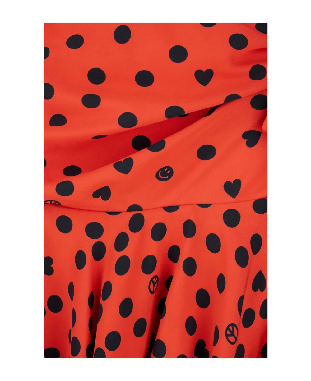 Polka-Dot Ruffle-Hem Mini Skirt