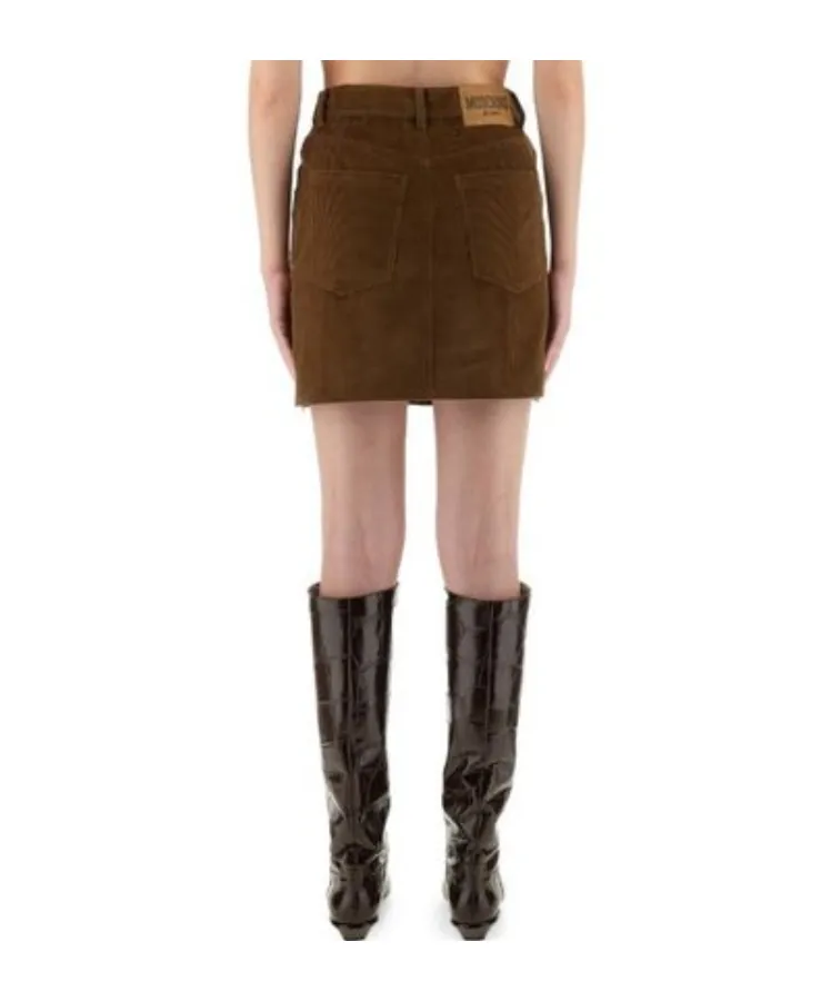 Jeans Corduroy Logo Patch Skirt