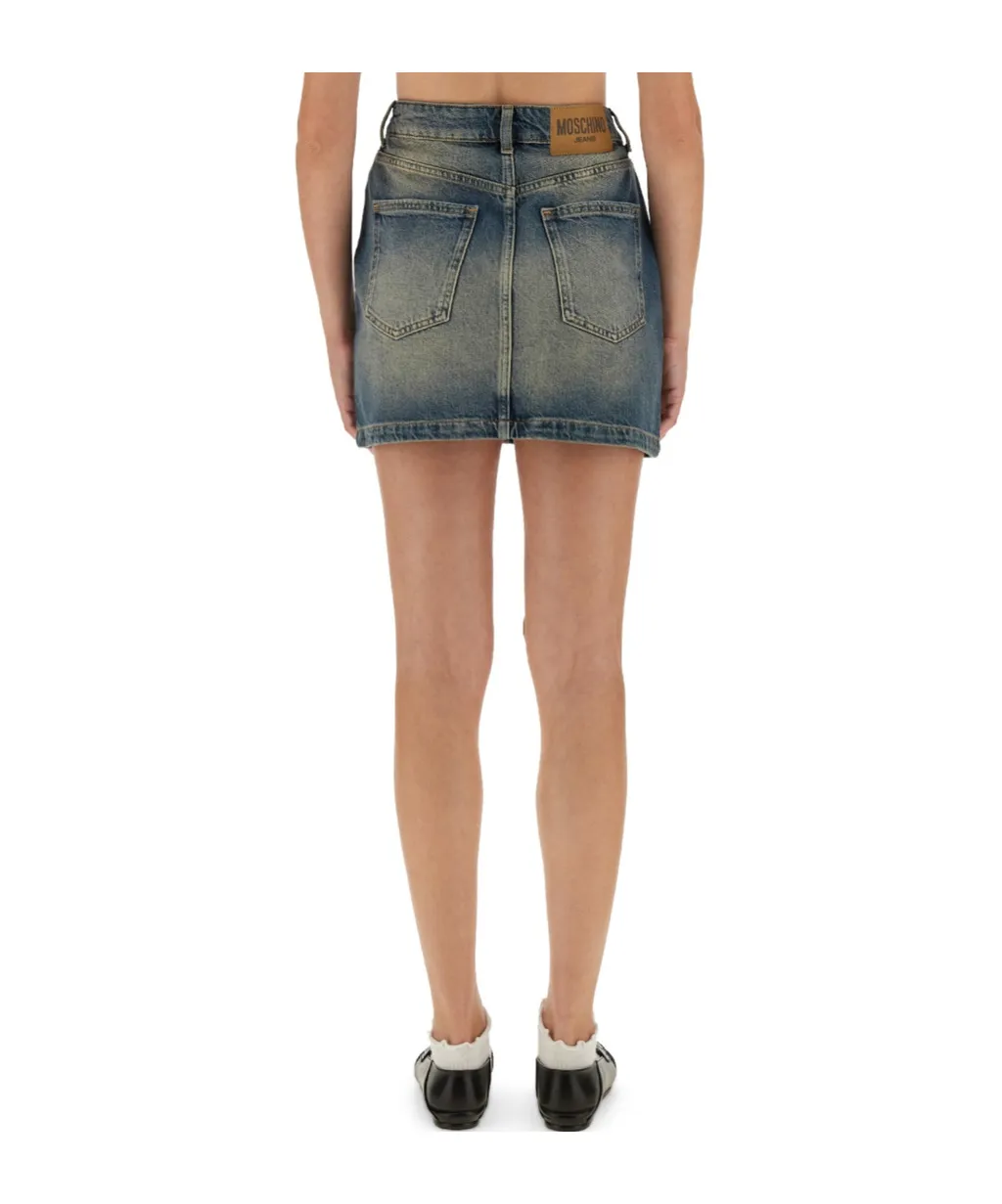 Patchwork Denim Mini Skirt